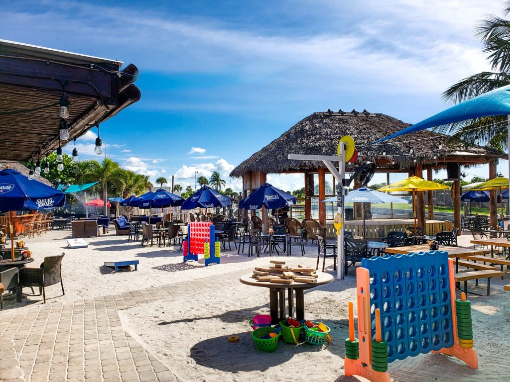 SandBar's beach with connect four and other games